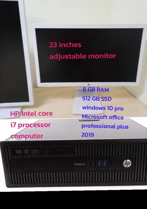 HP Intel core i7 processor computer full set with 23 inches adjustable monitor