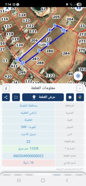 اراض استثمارية للبيع في الطفيلة