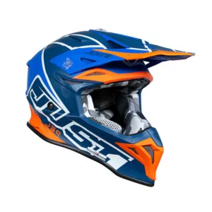 JUST1 Motorcycle Motocross Helmet J39, Thruster White Fluo Orange Blue