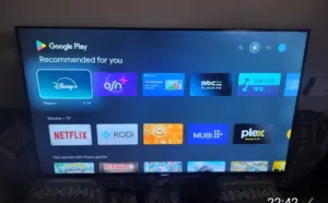 classpro 43 inch 4k UHD smart led tv new condition with 2 orignal remotes table top stand