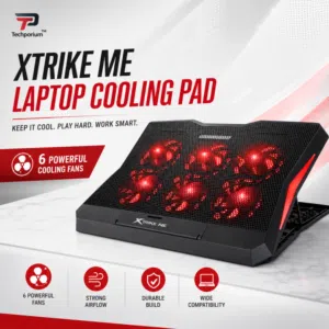 ستاند وقاعدة تبريد للابتوب من ماركه  Xtrike Me FN-811 باللون الأسود مع إضاءة LED حمراء.ست مراوح