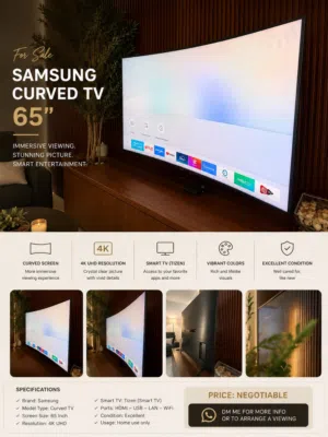 Samsung 65” curved smart LED TV
