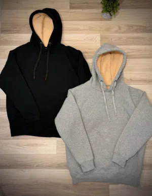 هودي مبطن فرو درجه اولى ساده بلون اسود خامه قطنيه 3 خيط صناعه صينيه مثاليه لفصل الشتاء