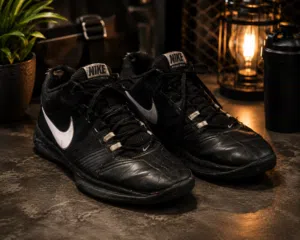 للبيع المستعجل – حذاء كرة سلة Nike أسود – مناسب للرياضة والتمارين – سعر لقطة 4 دنانير فقط