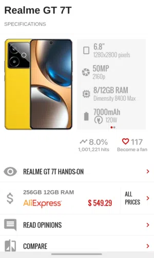 للبيع Realme GT 7T (جيل خامس 5G) - مساحة 512G ورام 12G معا كل اغراضة  الصامل مانختلف ابدا