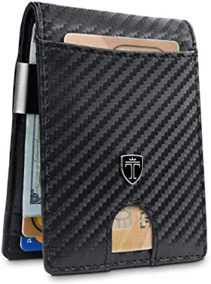 "TRAVANDO" RFID Blocking Leather Wallet - Slim Wallet - With Money Clip - Travel Wallet - Bifold