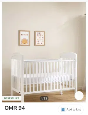 Baby crib with mattress and bedding ( 2 bedsheet, comforter, bumper, pillow)