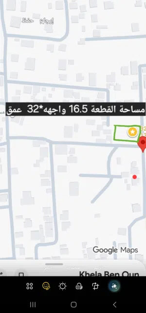 قطعة ارض مساحتها 500 متر بخلة بن عون بالقرب من مسجد النور.