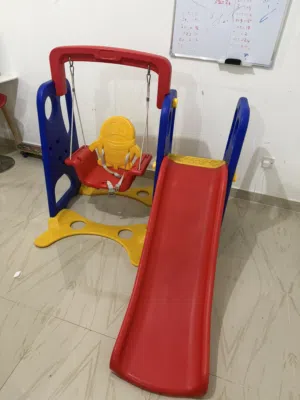 Kids plastic slide with baby swing - sturdy indoor set