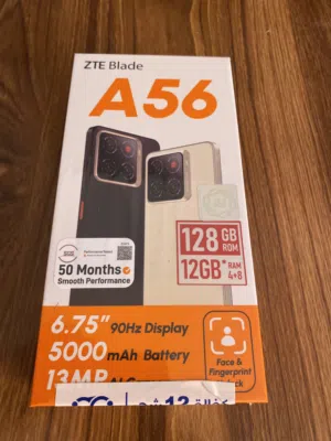 جهاز ZTE Blade A56 نظيف جدا بحجم متوسط ذاكره 128 جيجا بالكرتونه