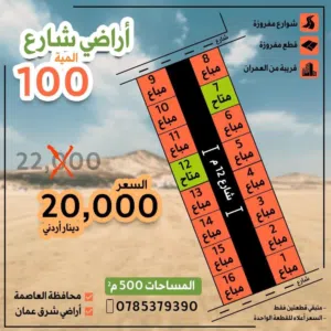 أراضي شارع المية للبيع