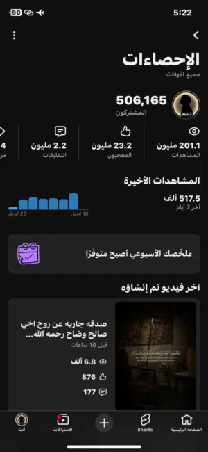 قناة يوتيوب للبيع فوق ال 515 ألف بدون أي مشاكل تقدر تغير محتواها حاليا قناة قران