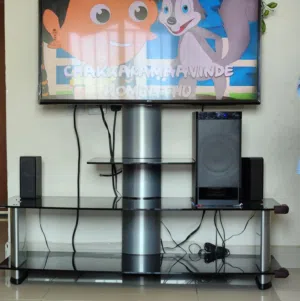 3 layer TV Stand Glass Cabinet like new At Throwaway Price 19kd only.