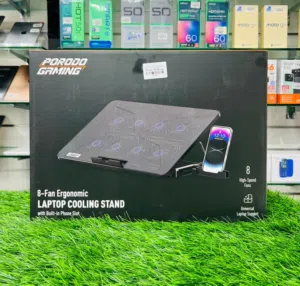 PORODO Gaming 8 Fan Laptop Cooling Stand RGB Ergonomic in Muscat / Brand New