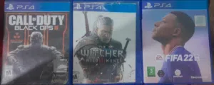 دسكات بلاستيشن فور  FIFA22-80 THE WITCHER 3-80 CALL OF DUTY BLACK OPS 3-120