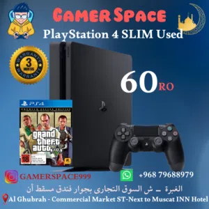 جهاذ بلاى ستيشن 4 سليم مع أسطوانة GTA وضمان 3 أشهور PlayStation 4 Slim console with GTA CD