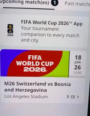 SELLING 2026 World Cup tickets, Switzerland vs Bosnia and Herzegovina