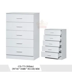 NEW CHESTER DRAWER WITH 5 DRAWER. COLOUR silver and solid width 80cm depth 40cm height 120cm joori f
