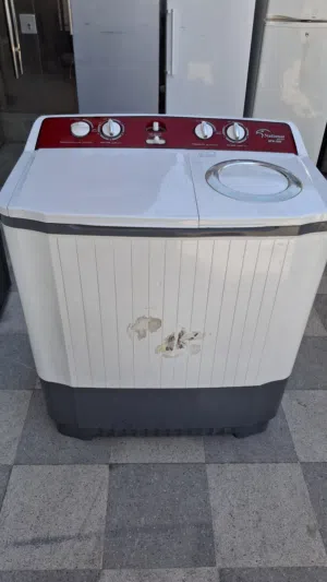 غساله حوضين ناشونال ديلوكس 14 كيلو 10 كيلو غسيل 4 كيلو تنشيف مستعمل بحاله ممتازه جدا
