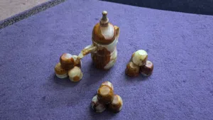 طقم قهوة عربية دلة و12فنجان رخام مصنوع من حجر الاونيكس