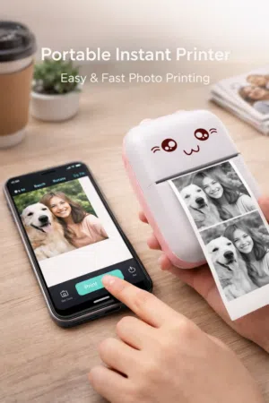 طابعة Mini Printer المحمولة، تطبع صورك وملاحظاتك من موبايلك فوراً وبدون حبر