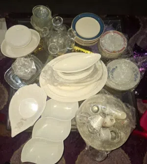 Premium Glass Dining Set – Stylish Plates, Bowls & Glasses