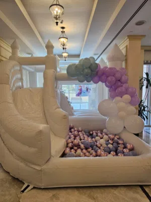Premium White Inflatable Bounce House with Slide & Ball Pit