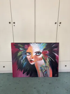 لوحة فنية مرسومة يدويًا – ستايل عصري (Abstract Portrait