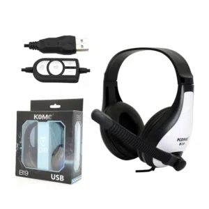 سماعات هيدسيت للكومبيوتر KOMC B19 WHITE USB WIRED HEADSET