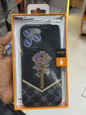 iPhone 14 Pro Max Case –  BLACK PEARL ROSE CASE  Luxury Designer Cover