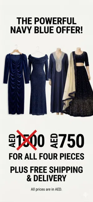 Set of 4 Navy Blue Women's Dresses — All for AED 750, Free Delivery
