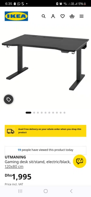 Sleek Black Electric Height-Adjustable Ergonomic Gaming Desk
