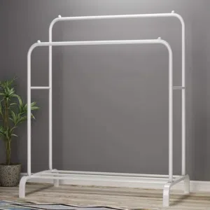 Steal double pole clothes hanging stand for shop and home use with tyees