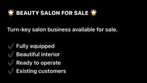 ladies salon for sale