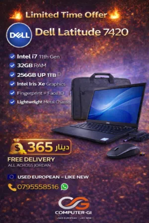 Core i7 11th Gen 32GB RAM Dell latitude 7420 أداء قوي