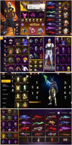 حساب فري فاير عاااامر سكنات و سلاحات