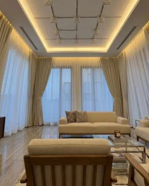 curtains, carpets and furniture with installation