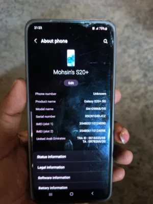 Samsung s20 plus 5g 8gb Ram 128gb little broken