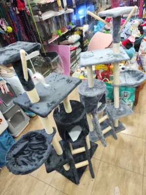 خداشة قطط طوابق مثالية عدة طوابق مع بيوت خارجي و داخلي احمي اثاثك من التخديش