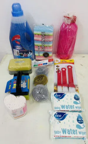 Laundry liquid  Cleaning Scourer with brush 3+1ps Kitchen sponge 6ps etc more than 10 item/
