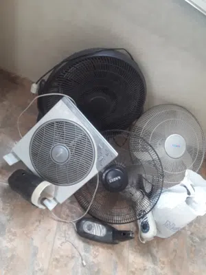 مجموعة مراوح 2 بدهم صيانة معاهم ماتورات وقطع غيار إضافية ومفاتيح وساعات وهيترات