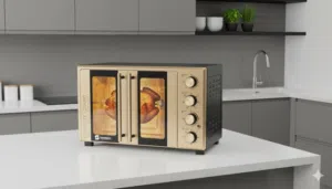 فرن سايونا الكهربائي بسعة 60 لتر يجمع بين الفخامة والأداء المتميز! باللون الذهبي الفاخر