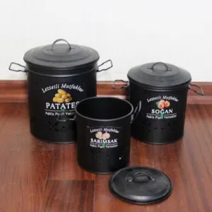 3-Piece Turkish Metal Storage Kitchen Canister Set