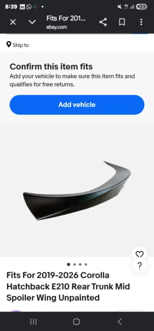 Toyota Corolla xse hatchback mid spoiler