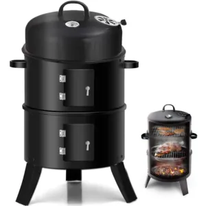 برميل الزرب والشوي المتنقّل سهل الحمل وبتصميم 3 طوابق، مصنوع من فولاذ مطلي وما بصدّى توصيل مجاني