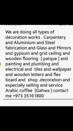 all types of carpentery and shop decoration