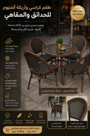 طاوله 4كراسي من الألمنيوم