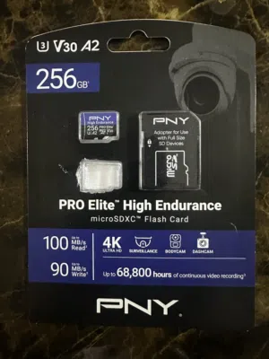 PNY 256GB PRO Elite High Endurance microSD Surveillance Home Security Continuous Recording, Dash Cam