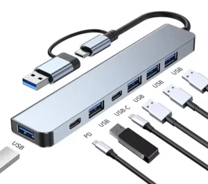 موزع من Type-C + USB الى 7 مخارج