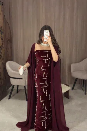 فساتين حريمي طويل راقي موديل تركي رروعه يليس لا وزن 75